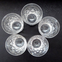 Load image into Gallery viewer, Set of FIVE Vintage STUART Crystal Whisky Glasses or Tumblers. Possibly Cheltenham Pattern
