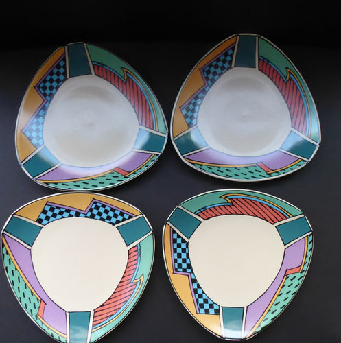 ROSENTHAL Flash One Pattern Studio Linie Side Plates. Designed by Dorothy Hafner, 1980s 