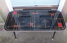 Load image into Gallery viewer, Fabulous 1950s Atomic Space Age Glass Topped Rectangular Coffee Table. Original Screw on Legs with Brass Feet
