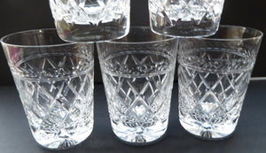 Set of FIVE Vintage STUART Crystal Whisky Glasses or Tumblers. Possibly Cheltenham Pattern