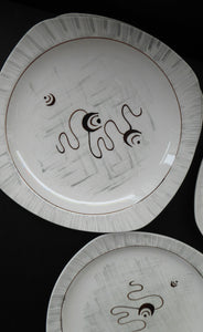 1950s MIDWINTER Set of SIX Side Plates. Collectable FANTASY Pattern. Designed by Jessie Tait in 1953