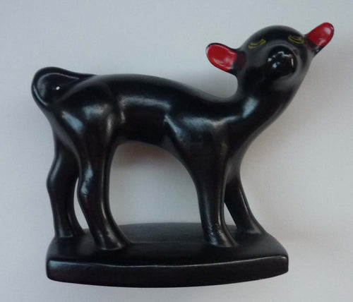 1950s Italian Ceramic Figurine of a Black Lamb