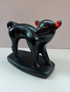 1950s Italian Ceramic Figurine of a Black Lamb