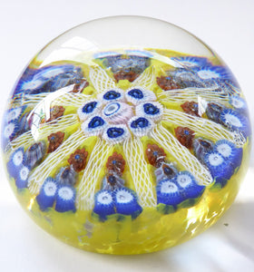 Fine Scottish Glass - Strathearn Millefiori Canes and Latticino Ten Spoke Paperweight